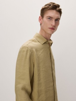 Light Olive Reserved Comfort Fit Men's Shirts | YQKM-08134