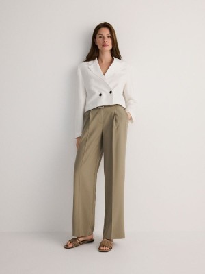 Light Olive Reserved Tie Waist Women's Trousers | COBE-20365