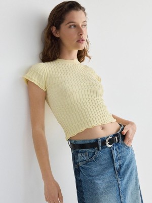 Light Yellow Reserved Jersey Women's Sweaters | XHNC-34726