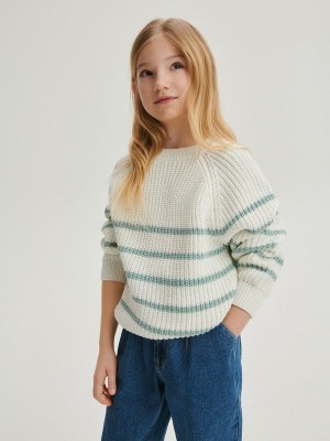 Multicolor Reserved Classic Design Stripe Girls' Sweaters | OCDV-70432