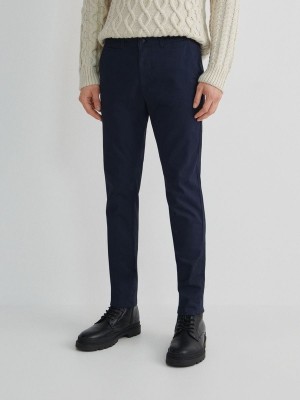 Navy Reserved Chino Slim Fit Men's Trousers | NJMA-38241