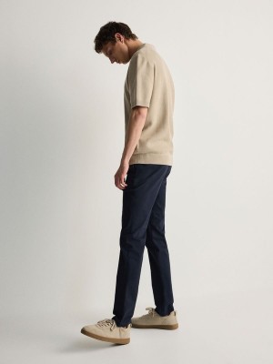 Navy Reserved Chino Slim Fit Men's Trousers | TCDU-90762