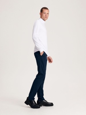 Navy Reserved Chino Slim Fit Men's Trousers | PUEA-18250