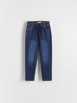 Navy Reserved Elastic Carrot Boys' Jeans | MKJH-30192