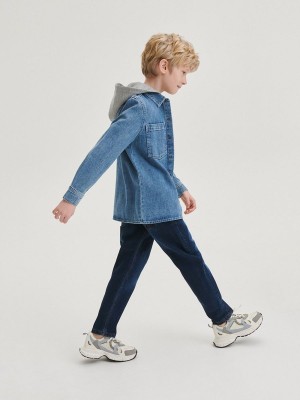 Navy Reserved Elastic Carrot Boys' Jeans | DLCF-06921