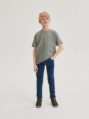 Navy Reserved Elastic Slim Boys' Jeans | OVBD-17048