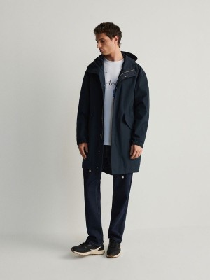 Navy Reserved Hooded Parka Men's Coats | JHZY-18659