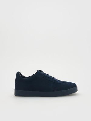 Navy Reserved Leather Rich Men's Shoes | DVLA-68410