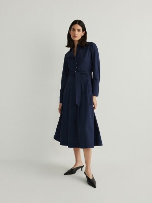 Navy Reserved Midi Women's Dress | PFWL-72315