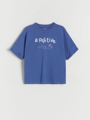 Navy Reserved Oversized T-print Boys' T-shirts | PGWO-18032