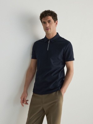 Navy Reserved Regular Fit Men's Polo Shirts | QBHK-31092