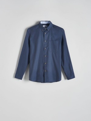 Navy Reserved Regular Fit Men's Shirts | NXOV-57362