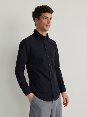 Navy Reserved Slim Fit Men's Shirts | OHYC-70869