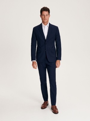 Navy Reserved Slim Fit Men's Suits | VAGZ-89267