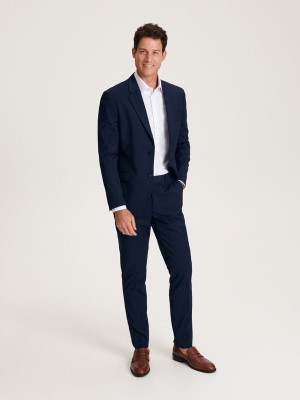 Navy Reserved Slim Fit Men's Trousers | TXHB-76834