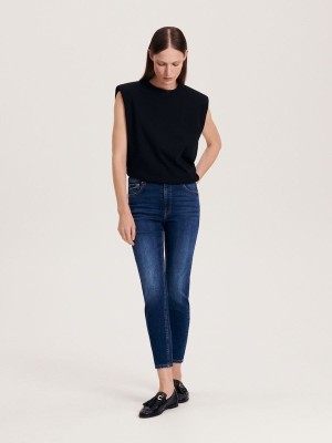 Navy Reserved Slim Push Up Women's Jeans | RCZN-86951