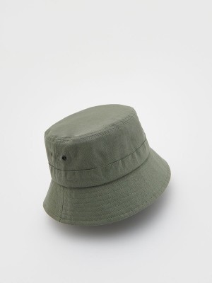 Olive Reserved Cotton Bucket Girls' Hats | KPGC-70319