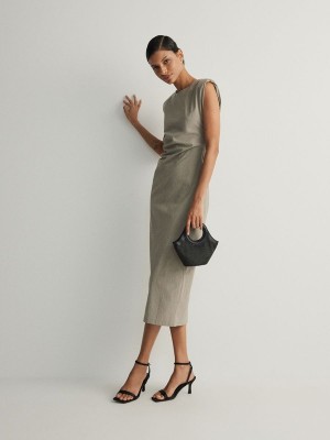 Olive Reserved Draping Women's Dress | IQWU-89640