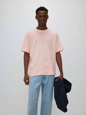 Pink Reserved Boxy Men's T-shirts | CVDB-50693