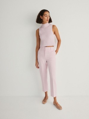 Pink Reserved Cigaretteviscose Blend Women's Trousers | LSCE-93267