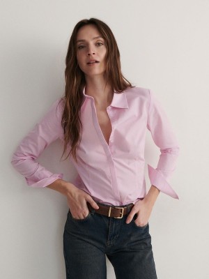 Pink Reserved Cotton Rich Women's Shirts | SWXY-02748