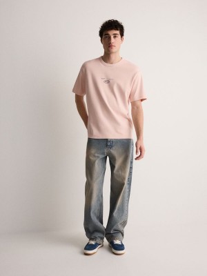 Pink Reserved Oversized T-print Men's T-shirts | MLXR-19867