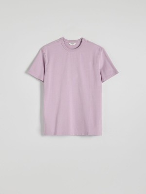 Pink Reserved Plain Boxy Men's T-shirts | EAOT-28549