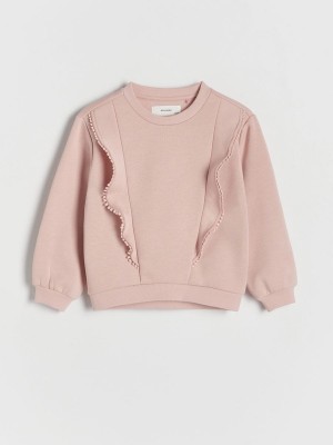 Pink Reserved Sweatdecorative Lace Girls' Sweatshirts | FYJR-27091