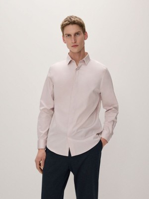 Purple Reserved Satin Men's Shirts | ZCSI-12698