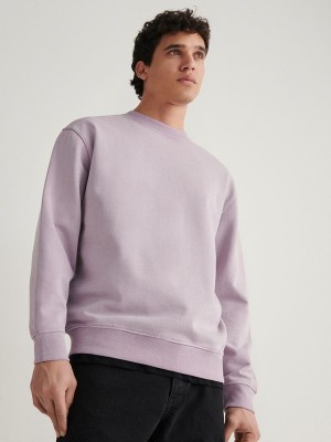 Purple Reserved Sweatwash Effect Men's Sweatshirts | YWQS-08519