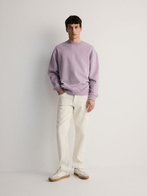 Purple Reserved Sweatwash Effect Men's Sweatshirts | KHQD-65023