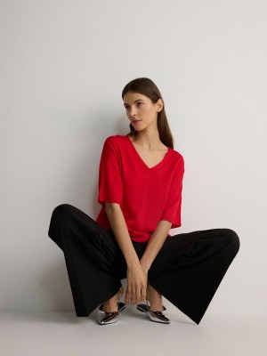 Red Reserved Viscose Rich Top Women's Sweaters | YMQR-29801