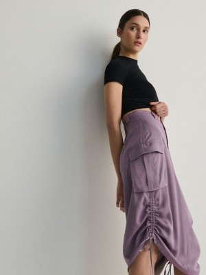 Rose Reserved Cargo Style Satin Women's Skirts | VDOT-57819