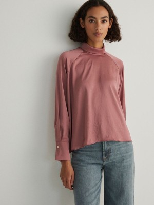 Rose Reserved Satin Top Women's Shirts | GVWN-47815