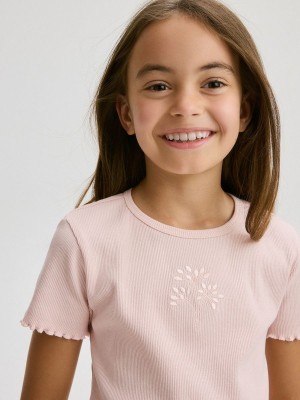 Rose Reserved T-embroidery Detailing Girls' T-shirts | UNEX-85461