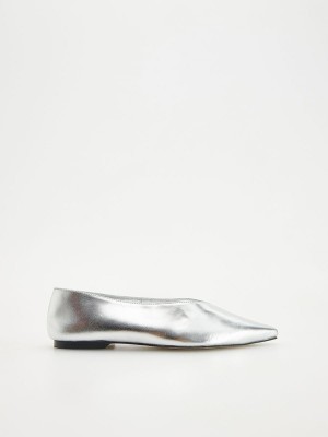 Silver Reserved Silver Ballerinas Women's Loafers | NKIQ-17023