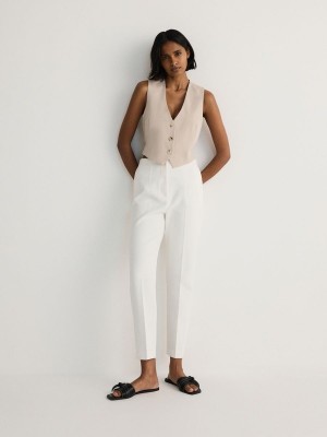 White Reserved Cargo Women's Trousers | VLQY-03627