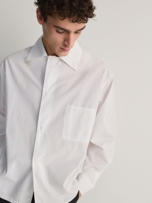 White Reserved Comfort Fit Men's Shirts | XSVR-60827