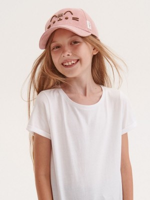 White Reserved Cotton Girls' T-shirts | UYFC-02368