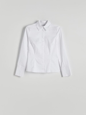 White Reserved Cotton Rich Women's Shirts | DTAU-71938