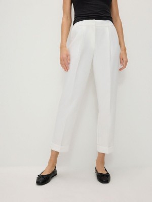 White Reserved Cuffs Women's Trousers | SCVZ-59718