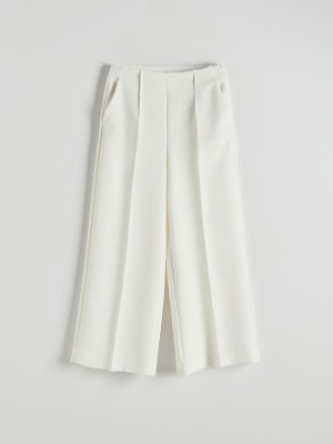 White Reserved Culotteviscose Blend Women's Trousers | OKGR-19572