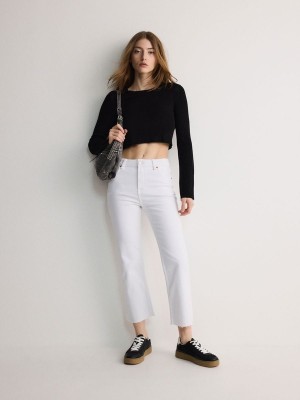 White Reserved Kick Flare Women's Jeans | WVPE-46123