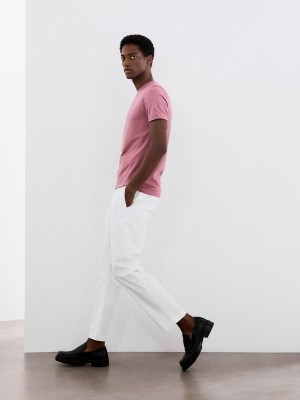 White Reserved Leisure Fit Chino Men's Trousers | CVOI-46309