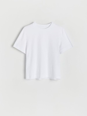 White Reserved Mercerised Organic Cotton Women's T-shirts | GAOY-07986