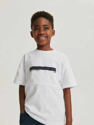 White Reserved Oversized Boys' T-shirts | NYTK-04967