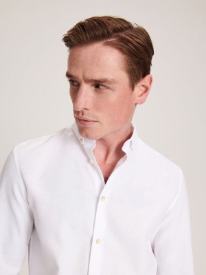 White Reserved Regular Fit Cotton Men's Shirts | CWGA-37619