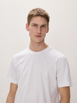 White Reserved Regular Fit Cotton Men's T-shirts | BPAS-78351