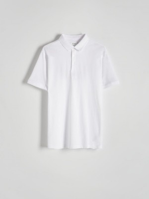 White Reserved Regular Fit Men's Polo Shirts | UICL-70439