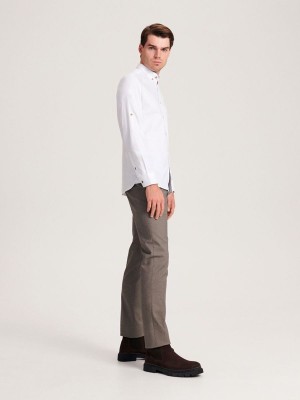 White Reserved Regular Fit Men's Shirts | BYHJ-46095